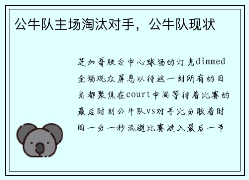 公牛队主场淘汰对手，公牛队现状